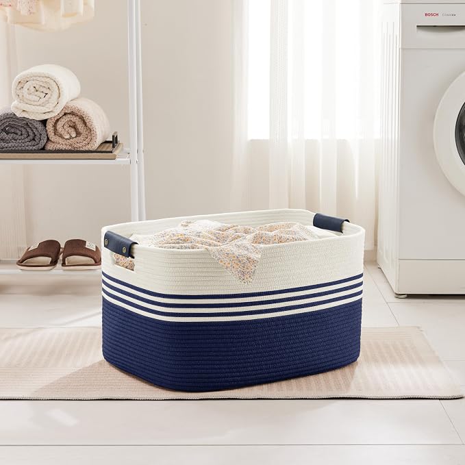 72L Large Woven Laundry Basket Hamper - Image 3