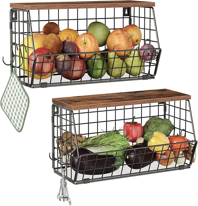 CHOEZON 2-Tier Fruit Basket for Kitchen, Stackable wire basket by Choezon