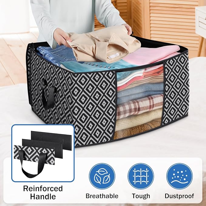 100L 2 Pack Storage Bags, Foldable Clothes Bins - Image 5