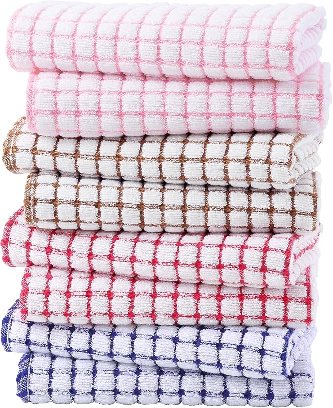 Kitinjoy Cotton 8 Pack Terry Kitchen Towels, Mix Colour by Kitinjoy