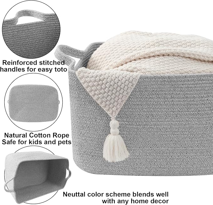 96L Woven Laundry Basket with Handles, Extra Blanket Basket - Image 3