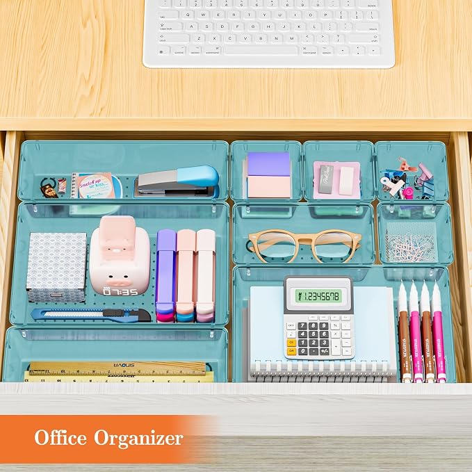 SpaceHacks 25 PCS Plastic Drawer Organizer, 4-Size Versatile Organizer Trays & - Image 7