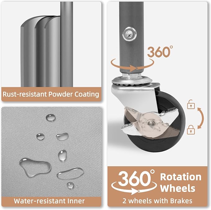 STORAGE MANIAC 120 Liters Vertical Rolling Laundry Hamper, 3 Section Laundry - Image 4
