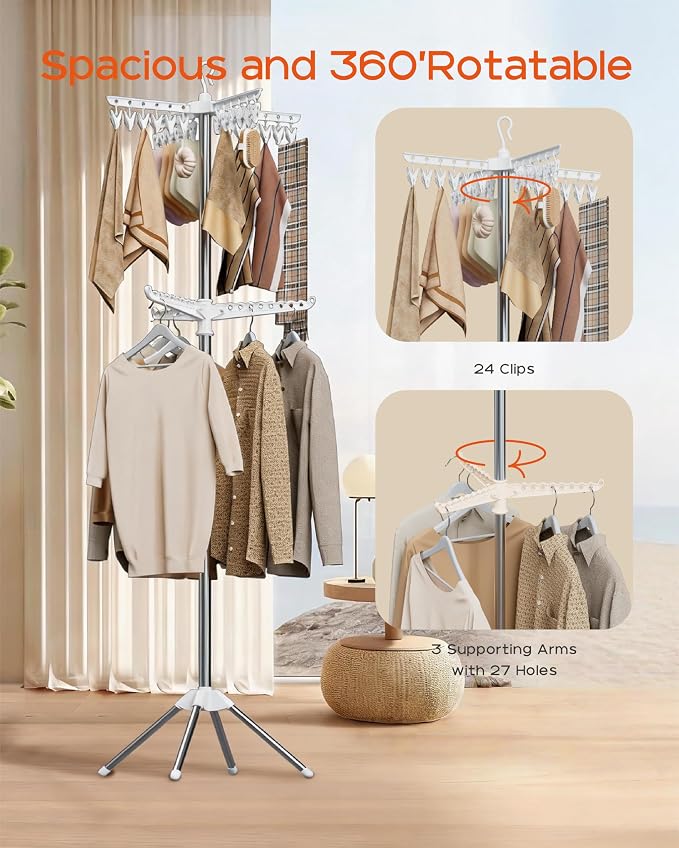 CASAMAYA Clothes Drying Rack Foldable, 72 inch 2 Tier Laundry Drying Rack - Image 3