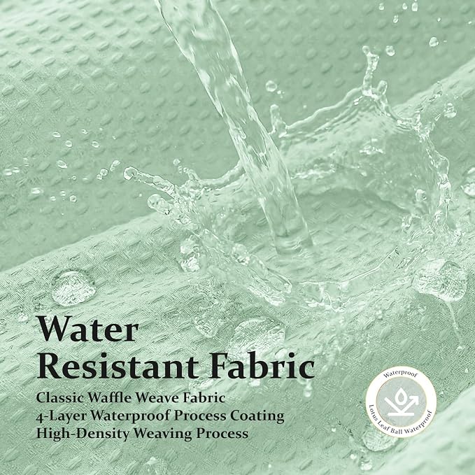 Dynamene Extra Long Waffle Shower Curtain 256 GSM Fabric 72"x84" Mint Green - Image 8