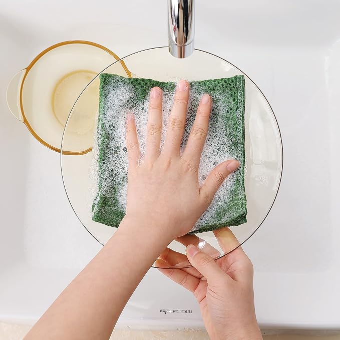 Homaxy 100% Cotton Waffle Weave Kitchen Dish Cloths 6-Pack, Grass Green | 12 x - Image 4