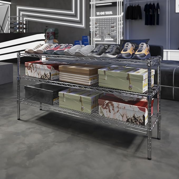 14" Deep x 54" Wide x 27" Height Wire Shelving Kit | 3-Tier | NSF Commercial Storage Rack Unit