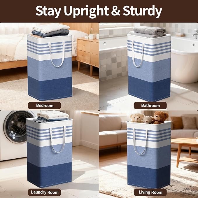 WOWBOX 2 Pack Laundry Baskets, Collapsible Dirty Clothes Laundry Hampers - Image 6