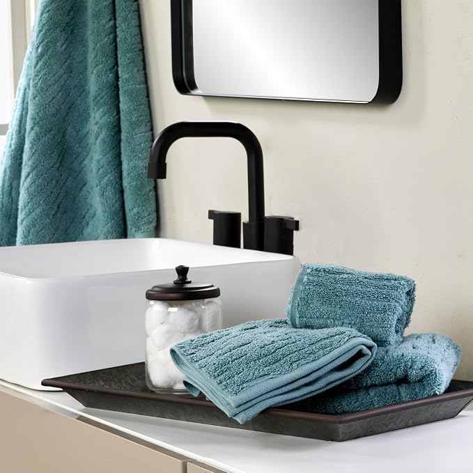 SKL Home CloudSoft Hand Towel Set, 100% Cotton Luxury, Teal | Premium spa-level - Image 4