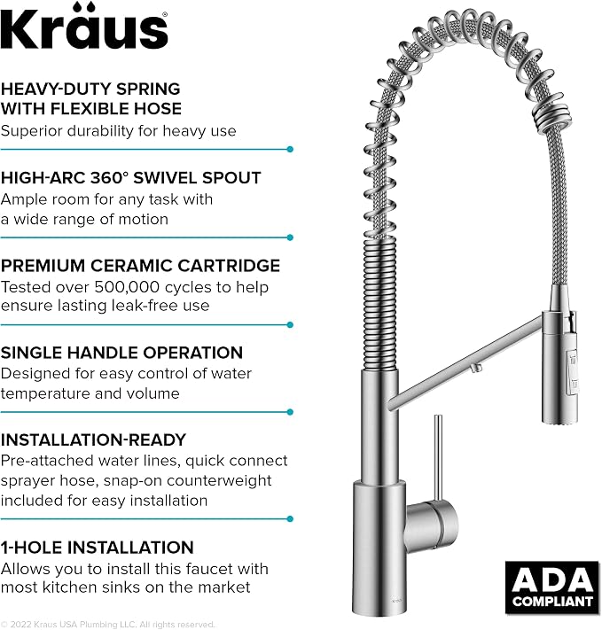 KRAUS Oletto 2-in-1 Commercial Style Pull-Down Single Handle Water Filter - Image 15