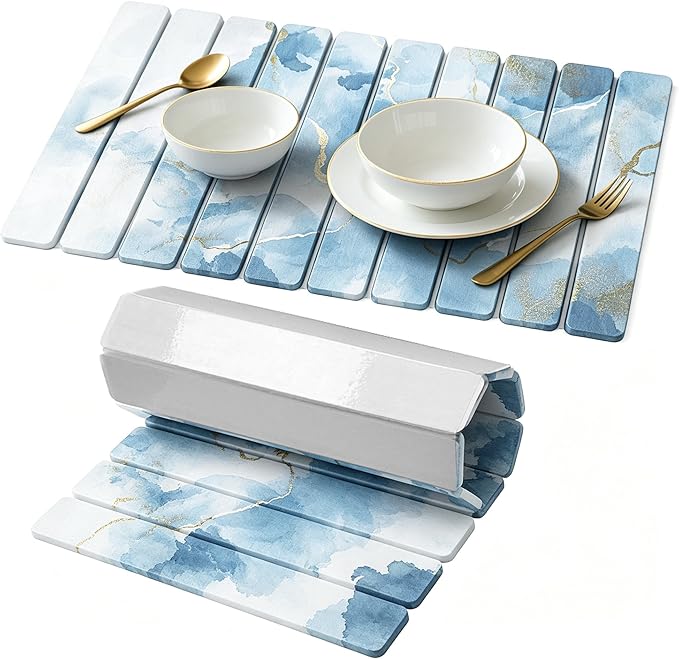 Stone Drying Mat for Kitchen Counter, Quick Diatomaceous Earth Mats for Dishes by Unknown