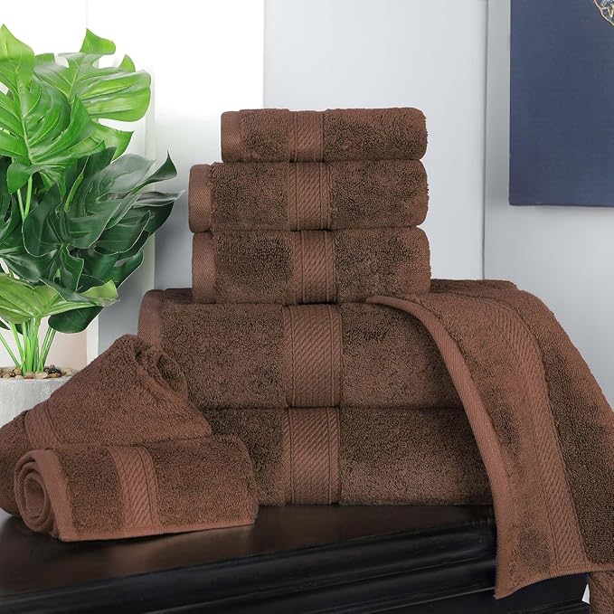 SUPERIOR Egyptian Cotton Ultra Plush & Absorbent, 8 Piece Set, Chocolate | - Image 5