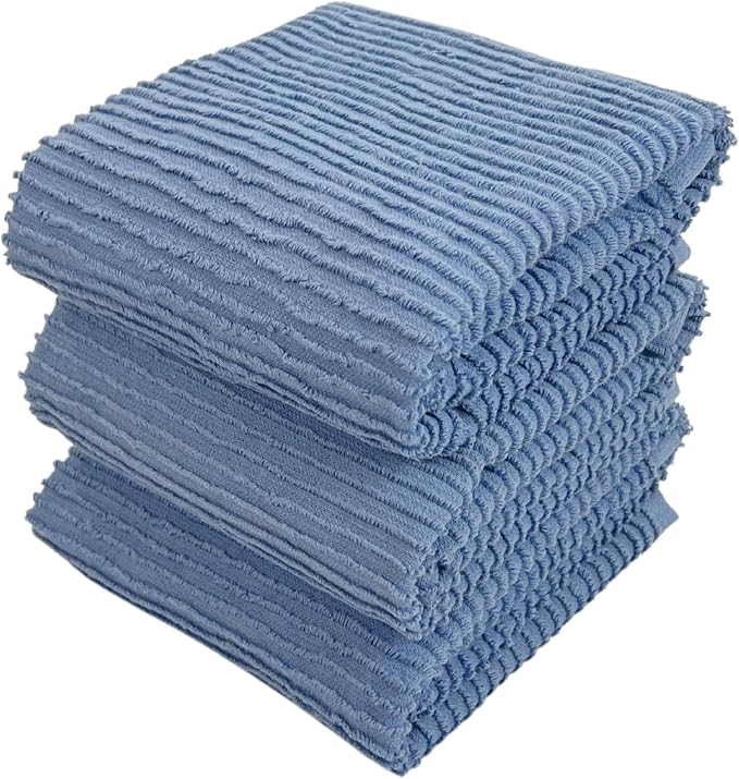 Serafina Home Chambray Denim Blue Kitchen Hand Dish Towels, 100% Cotton by SerafinaHome