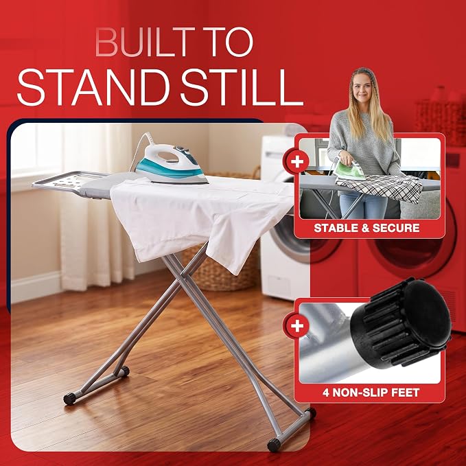 BKTD Full Size Ironing Board, Sturdy Frame, Heat Resistant Cover, Iron Rest - Image 3