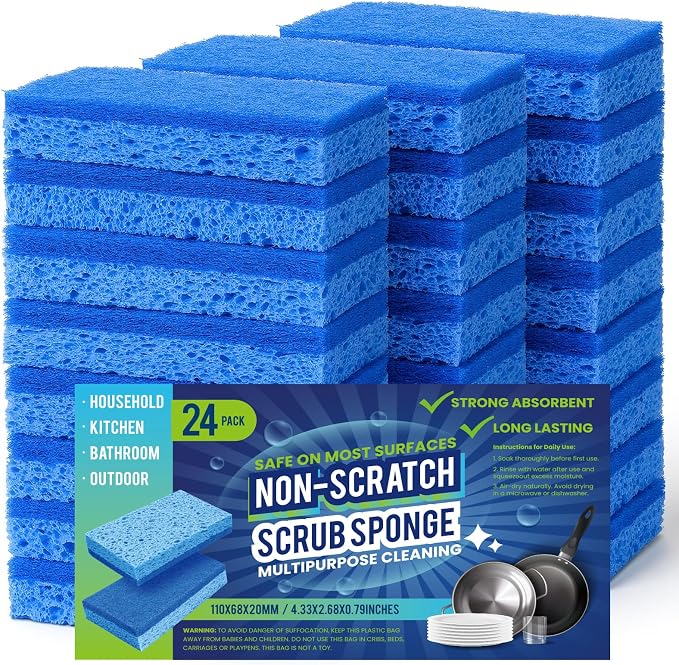 Metflavor Kitchen Sponges, Dual-Sided Non-Scratch Scrub Sponge | Dish Scrubber by Metflavor