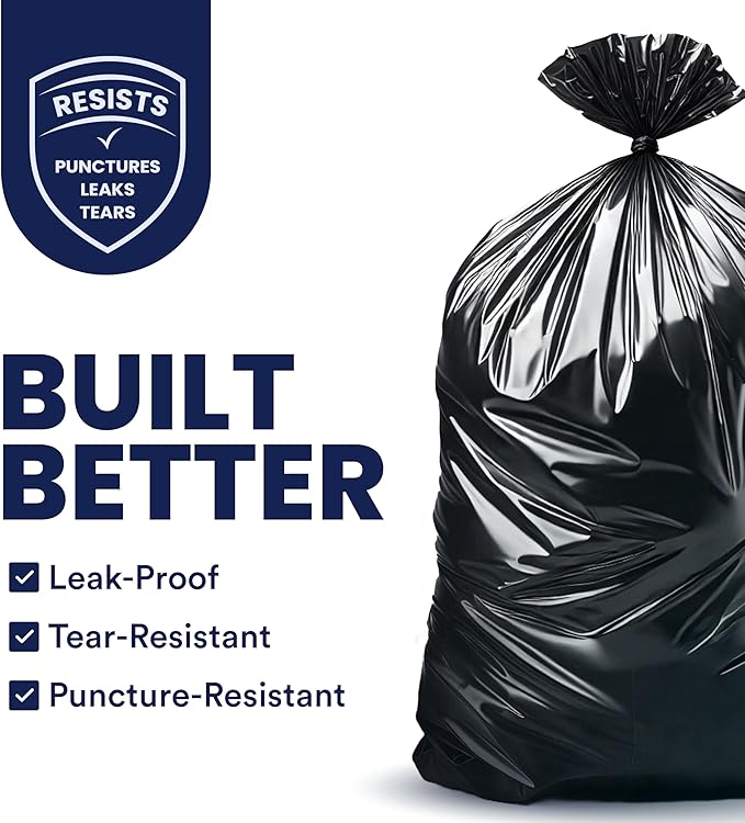 Plasticplace 55-60 Gallon Trash Bags │ 1.2 Mil │ Black Heavy Duty Garbage Can - Image 2