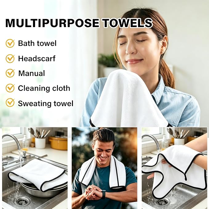 Shiny Cleaning Cloths White Dual-Sided, Drying Dish Towels, Streak Free - Image 6