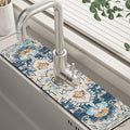 Oriental Blue Turkish Carpet Pattern Sink Faucet Absorbing Mat Sink Splash by Unknown