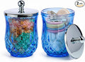 2 Pack 10Oz Blue Q-Tip Holder, Round Thick Glass by ZIVQEXMURL