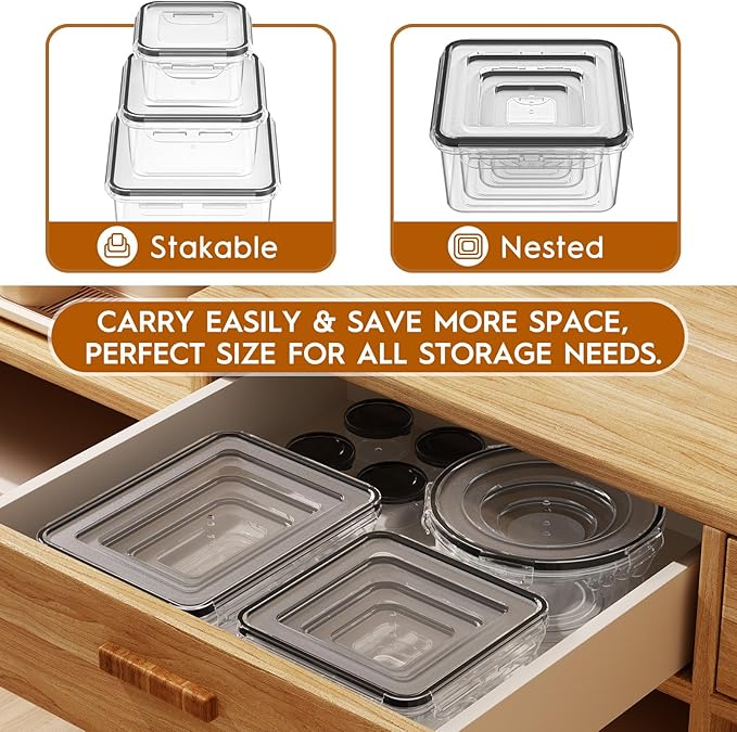 KEMETHY Large 48 Piece Food Storage Containers - Image 5