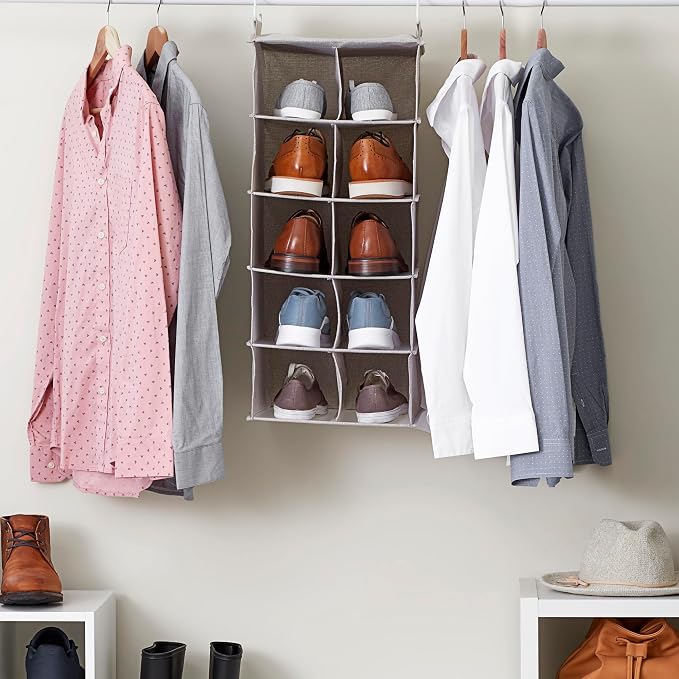 Household Essentials 10-Pocket Hanging Shoe Organizer, Side-by-Side Blended - Image 2