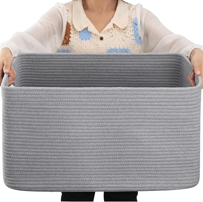 OIAHOMY 75L Large Blanket Basket Woven Storage Basket by MasterofSpaceOptimization