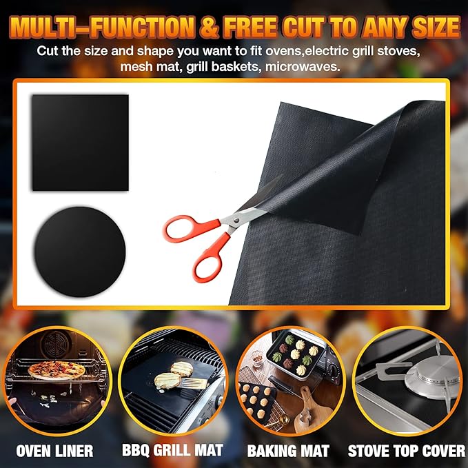 Oven Liners for Bottom of Oven 4 Pack Large Thick Heavy Duty Nonstick Oven Mat for Bottom of Electric Oven Gas Oven Grill, Reusable Heat Resistant BPA PFOA Free Oven Protector Liner,16x24 Inch