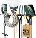 StoreYourBoard Wall-Mounted Rack With 4 Garage Hooks – Heavy-Duty Steel Holder Garage & Garden Storage for Shed, Workshop, or Home Organization – For Rakes, Shovels, Tools & More – 1 Pack, Tractor