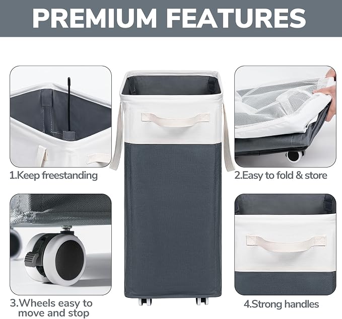 Goodpick 75L Rolling Dirty Clothes Hamper - Image 4