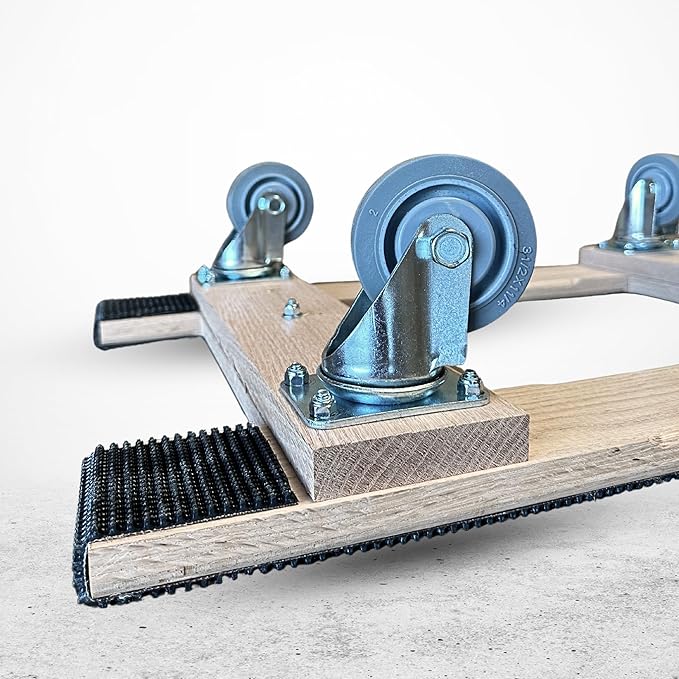 Made in USA Premium Solid Oak Furniture Dolly - 18"x30" H-Frame w/Non-Slip Grip, 3.5" Non-Marking Wheels, Heavy-Duty 1000 lbs Capacity
