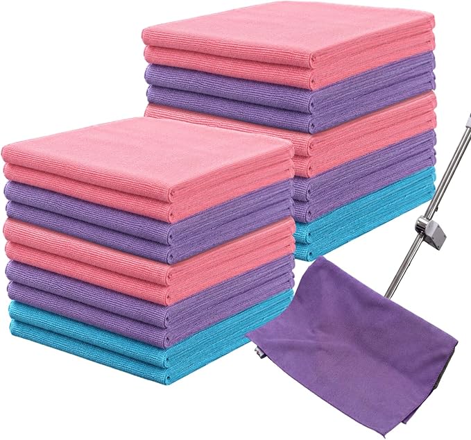 Nuanchu 20 Pieces Extra Large Microfiber Cleaning Cloth Rags Towels Bulk 20 x by Nuanchu