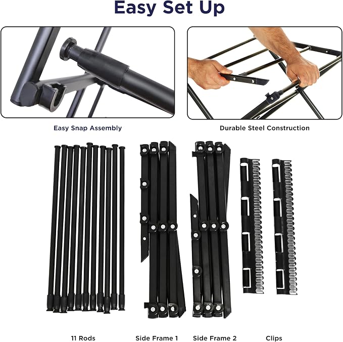 BLACK+DECKER Space Saving 3-Tier Expandable Clothes Drying Rack, Foldable - Image 4