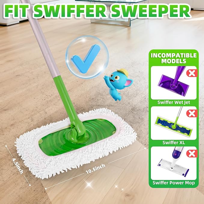 6 Pack Reusable Mop Pads for Swiffer, Microfiber Dry Sweeping Cloths | - Image 2