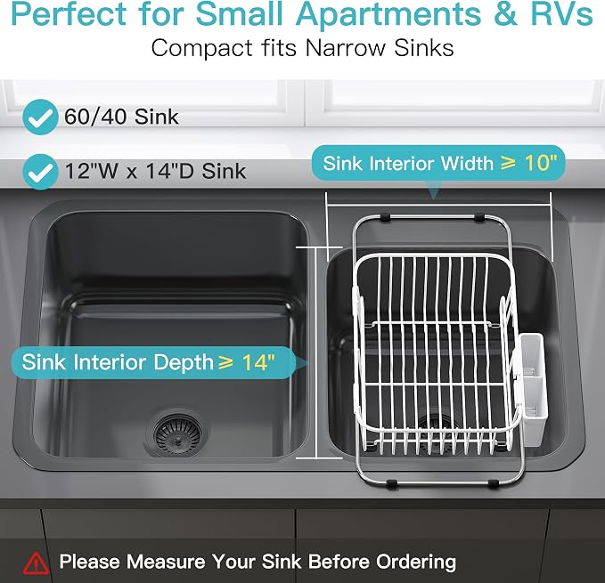 JASIWAY White Dish Drying Rack in Sink - Image 3