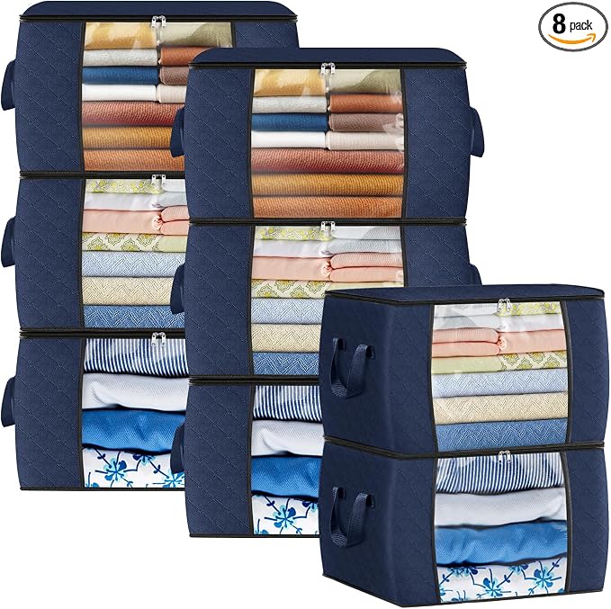 90L Clothes Storage, Foldable Thick Fabric Blanket Storage Bags | Foldable by Fabtotes