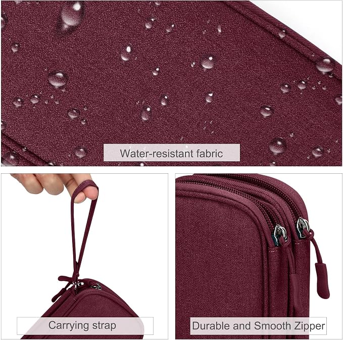 FYY Electronic Organizer, Travel Tech Pouch Bag, Cable Organizer Wine Red | - Image 4