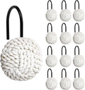 Sunlit Boho Knots Shower Curtain Hooks, Home Decorative White Shower Curtain by Sunlit