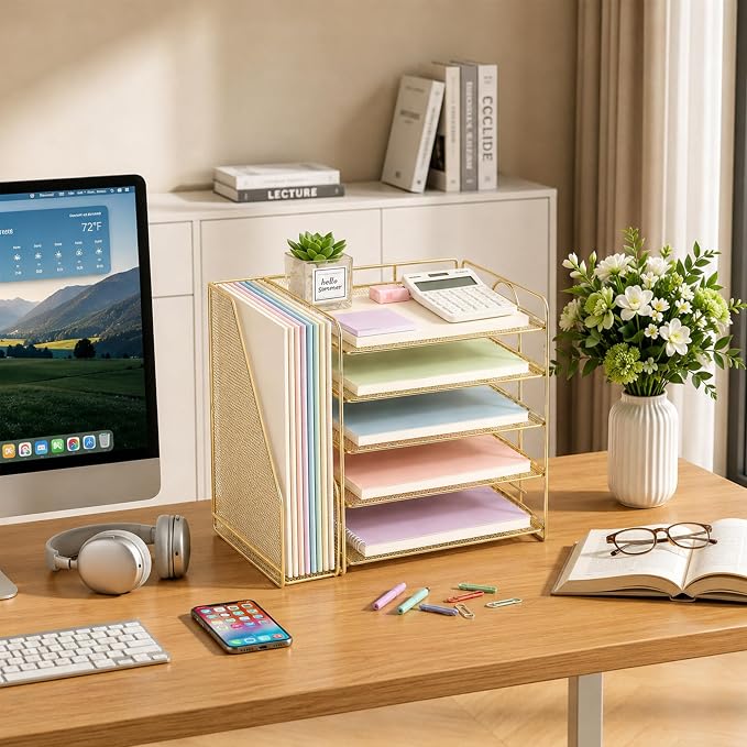 OPNICE Desk Organizer, 5-Tier Paper Organizer Letter Tray, Office Desk - Image 6