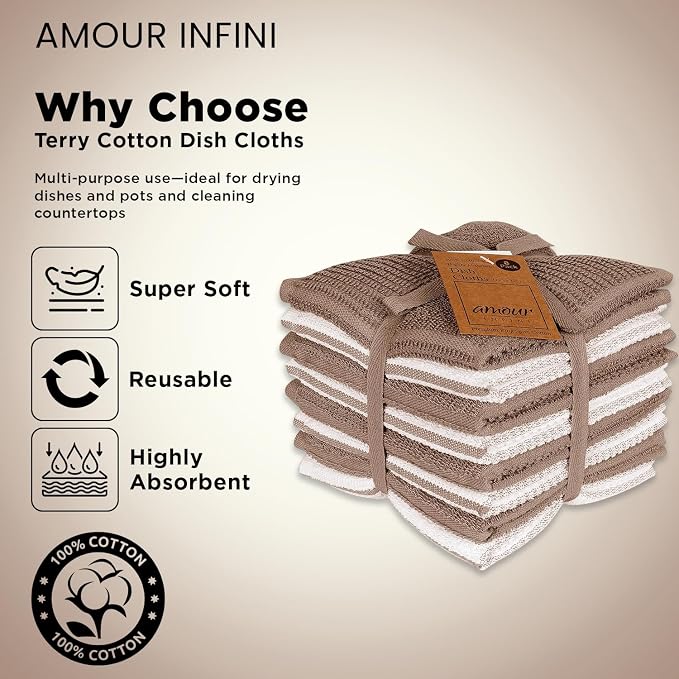 AMOUR INFINI Dish Cloths for Washing Dishes Set of 8 - Image 3