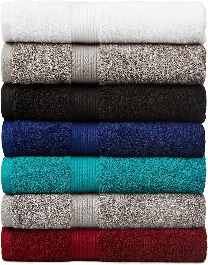 Amazon Basics 6-Piece Fade-Resistant 100% Cotton Towel Set - Image 2