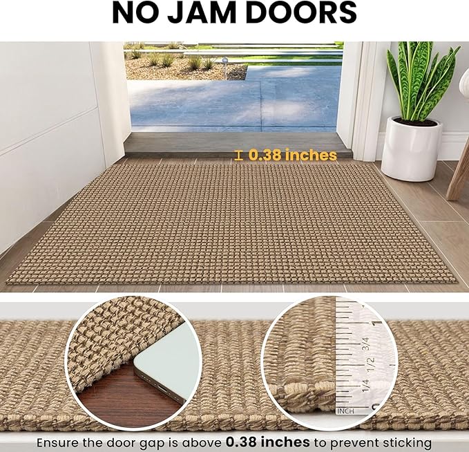 IOHOUZE Washable Runner Rug 3x10 Non Slip Rubber Backed Long Hallway Runner Entryway Runner Indoor, Kitchen Rugs Woven Cotton Floor Carpet for Hall Entrance, Orange/Tan/Brown