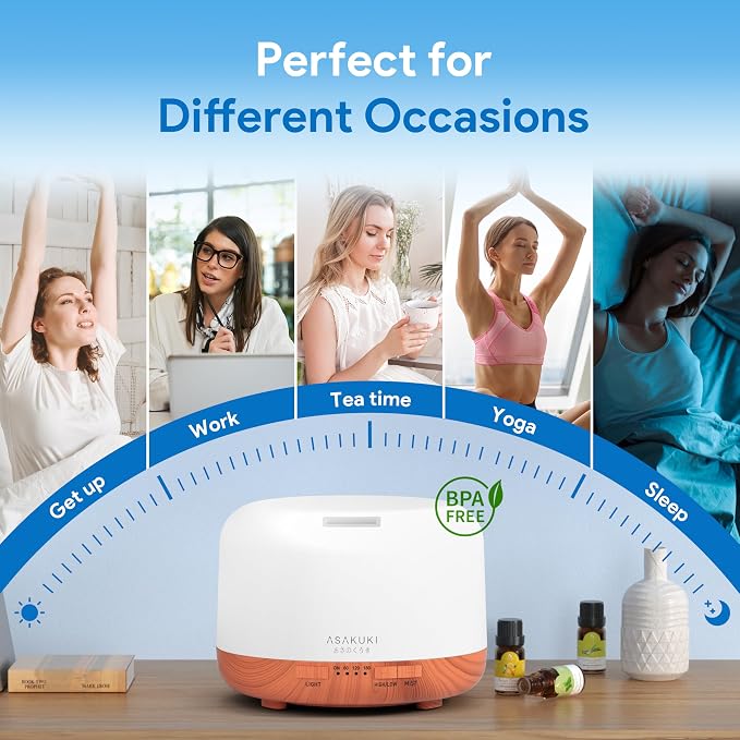 ASAKUKI Essential Oil Diffuser for Home, 500ML Aromatherapy Humidifier | - Image 6