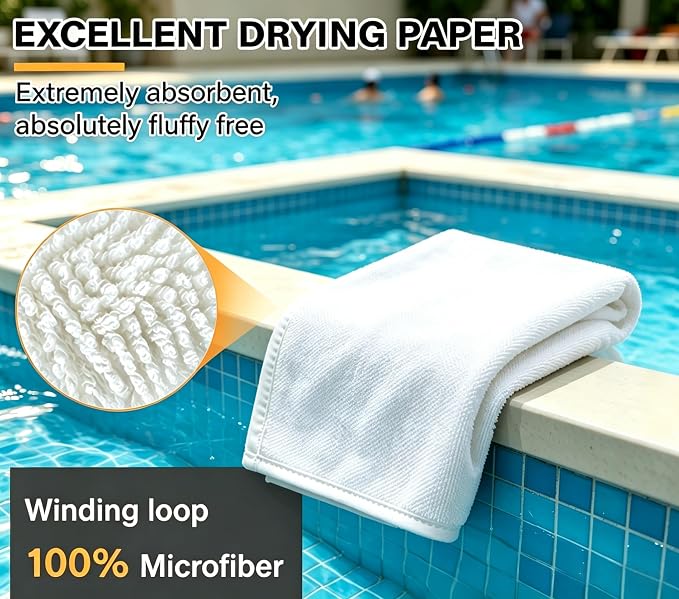 White Dual-Sided Microfiber Bath Towel, 2 Pack 48"x24" Ultra Absorbent Quick - Image 6