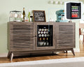 60" Bar Cabinet with Built-in Mini Fridge, Wine & Coffee Storage Sideboard with Beverage Cooler for Home Bar, Living Room or Office, Grey