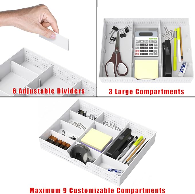 Simple Houseware Drawer Organizer Tray, 9 Adjustable Compartments, and Craft - Image 3