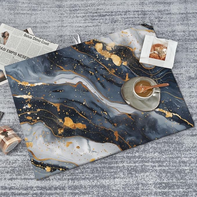 Black Marble Dish Drying Mat For Kitchen Counter, Super Absorbent Microfiber - Image 8