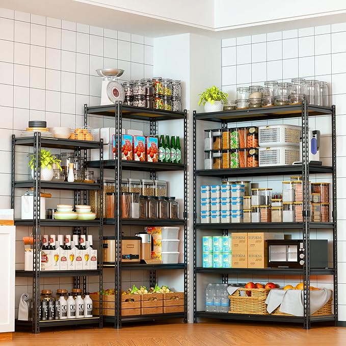 LEVELEVE 5-Tier Storage Shelving Unit, 2020 lbs Capacity, Heavy Duty Adjustable Metal Utility Shelf, 48" L x 18" W x 73" H for Garage, Kitchen, Pantry, Basement, Bathroom, Laundry