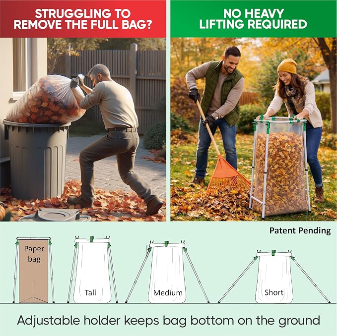 Adjustable & Foldable Leaf Bag Holder, - Image 3