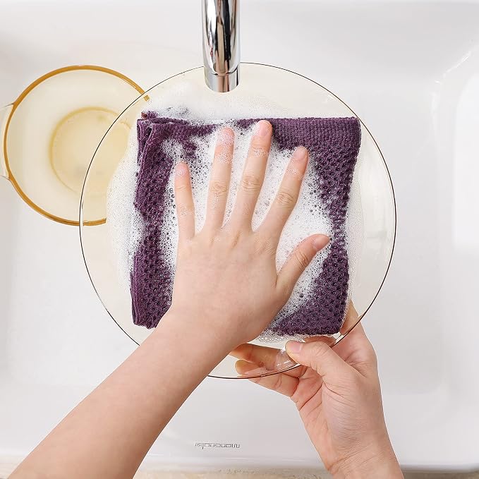 Homaxy 100% Cotton Waffle Weave Kitchen Dish Cloths 6-Pack, Ultra Soft - Image 4