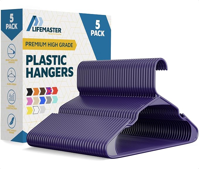 Lifemaster Plastic Clothes Hangers – Heavy Duty Hanger Set, by LIFEMASTER
